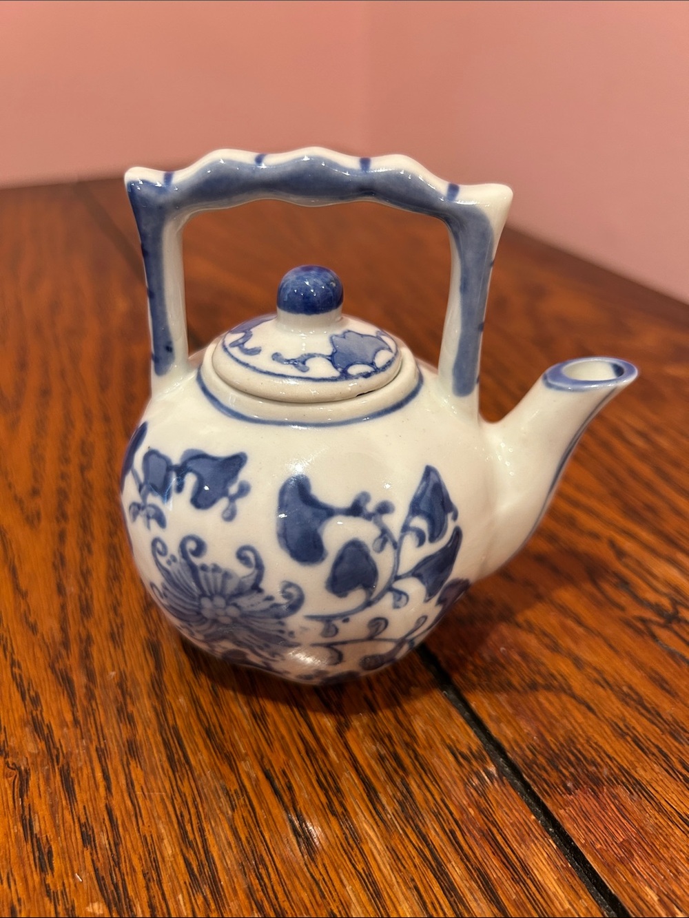 Blue and White Ceramic Teapot Decorative Accent